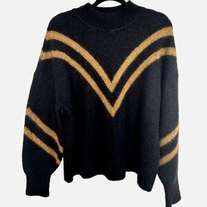 & Other Stories Women's Mock Neck Varsity Alpaca Wool Blend Sweater Black Size M